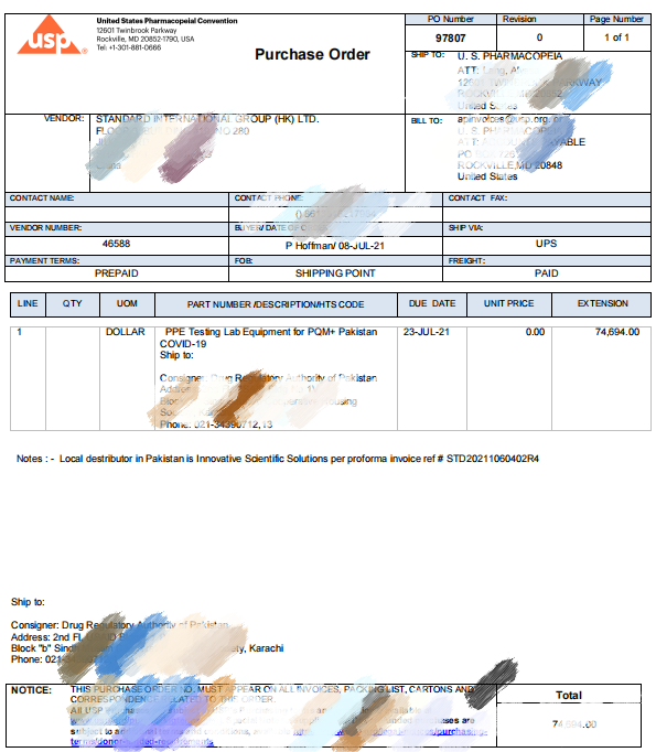 Cross-border procurement project for epidemic prevention material testing equipment